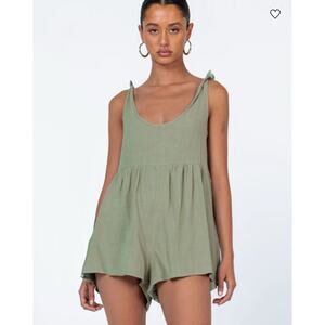 Princess Polly Women’s TAY ROMPER SAGE Side Zipper & Pockets Size 2 EUC